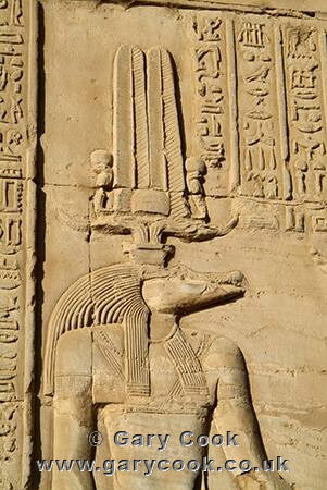 Relief carving of the crocodile headed god, Sobek, Kom Ombo Temple, Egypt