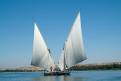Two Feluccas tied together to sail upstream on the nile, Egypt