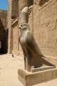 Statue of the falcon god Horus wearing the double crown of Egypt, Edfu Temple, Egypt