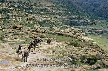 Pony trekking, near Malealea, Lesotho