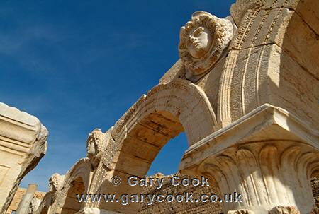 Arches and Gorgon Heads in the Severan Forum, Leptis Magna Roman Ruins, Libya