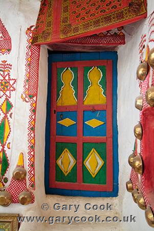 Colourful door in a traditional house in Ghadames, Libya