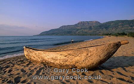 Pirogue on the beach, Lake Malawi, near Chitimba, Malawi