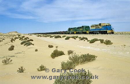 Iron Ore train across the Sahara Desert to Nouadhibou, Mauritania