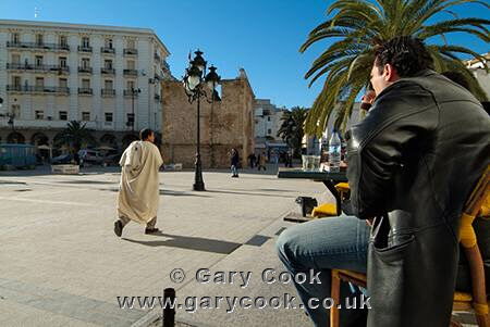 Cafe culture, Square at the end of Ave. de France, Tunis, Tunisia