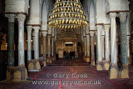 Prayer room inside the Great Mosque (Sidi Okba Mosque), Kairouan, Tunisia