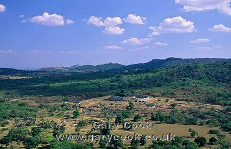 View of the Great Enclosure, from Hill Complex, Great Zimbabwe, Zimbabwe