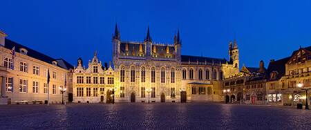 Stadhuis at night, Town Hall, Burg square, Bruges, Brugge, Belgium