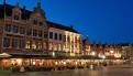 Cafes in Markt square at night, Bruges, Brugge, Belgium