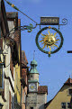 Ornate wrought iron shop sign advertising a Gasthof (Guesthouse), Rothenburg ob der Tauber, Bavaria, Germany