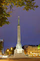 Freedom Monument illuminated at night, Brivibas iela, Riga, Latvia
