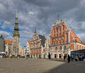 Church of St Peter and the House of the Blackheads, melngalvju nams, Town Hall Square, Ratslaukums, Riga, Latvia