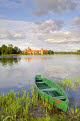 Rowing boats and Trakai Castle, Trakai, near Vilnius, Lithuania