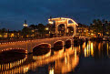Skinny Bridge, Magrere Brug, at night, Amsterdam, Holland, The Netherlands