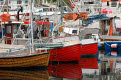 Fishing boats, harbour, Skarsvag, Mageroya Mahkaravju island, Norway