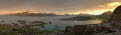 Sunrise from Mortsund looking towards Ballstad and Skottinden, Vestvagoya, Lofoten Islands, Norway