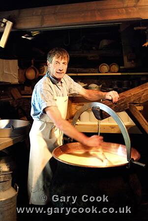 Making traditional goat cheese, Freilicht Ballenberg Open-air Museum, near Brienz, Bernese Oberland, Central Switzerland