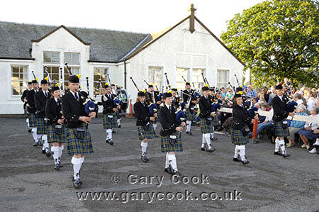 Kirkcudbright Pipe Band performing at Gatehouse of Fleet Gala, Dumfries and Galloway, Scotland