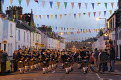 Kirkcudbright Pipe Band lead out the Torchlight Parade, Gatehouse of Fleet Gala, Dumfries and Galloway, Scotland
