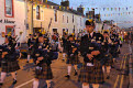 Kirkcudbright Pipe Band lead out the Torchlight Parade, Gatehouse of Fleet Gala, Dumfries and Galloway, Scotland