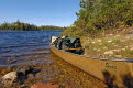 Canoe on Sitka Lake, Boundary Waters Canoe Area Wilderness, Superior National Forest, Minnesota, USA