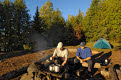 Cooking on the campfire, campsite at Cherokee Lake, Boundary Waters Canoe Area Wilderness, Superior National Forest, Minnesota, USA