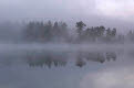 Misty morning, Malberg Lake, Boundary Waters Canoe Area Wilderness, Superior National Forest, Minnesota, USA