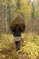 Carrying the canoe, long portage between Zenith Lake and Lujenida Lake, Boundary Waters Canoe Area Wilderness, Superior National Forest, Minnesota, USA