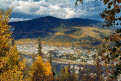 View of Dawson City from the Top of the World Highway, Dawson City, Yukon, Canada