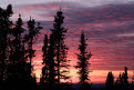 Sunset over the Dempster Highway, Eagle Plains Campsite, Yukon, Canada