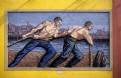 Street art, wall plaque commemorating the dock workers, La Boca, Buenos Aires, Argentina
