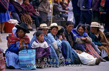 Locals watching the Festival, outside the  Cathedral, Potosi, Bolivia