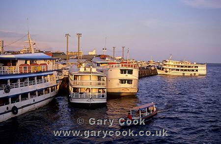 Riverboats in Manaus harbour, river Amazon, Brazil