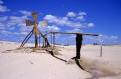 Windmill pumps water to the desert, near Canoa Quebrada, Ceara, north east Brazil