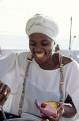Bahiana woman selling acaraje, Salvador, Bahia, Brazil