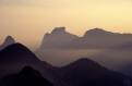 Sunset over the hills around Rio de Janeiro, from Sugar Loaf Mt., Brazil