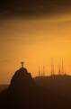 Sunset over the staue of Cristo Redentor, Corcovado, Rio de Janeiro, from Sugar Loaf Mt., Brazil