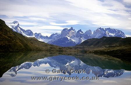 Reflections of the Cuernos del Paine, Torres del Paine National Park, Patagonia, Chile