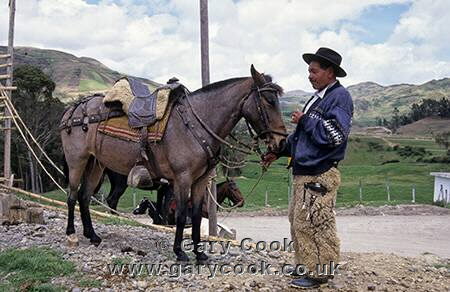 Ecuadorian cowboy with his horse, Ingapirca, Ecuador