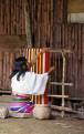 Colorado Indian woman weaving traditional cloth, Ecuador