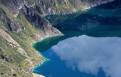 Emerald green water of Quilotoa lagoon, Quilotoa Crater, Ecuador