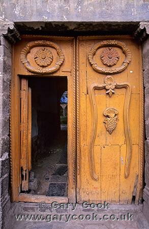 Carved doors, Cusco, Peru