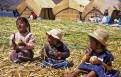 Uros Indian children on the reed islands, Lake Titicaca, Peru