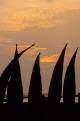 Caballitos de Totora, Fishermens reed boats at dusk, Huanchaco, Peru